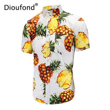 Load image into Gallery viewer, Dioufond Men's Casual Short Sleeve Summer Hawaiian Aloha Shirt Men Button Down Floral Pineapple Print Shirts 2018 New S-3XL