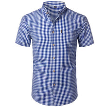 Load image into Gallery viewer, Small Plaid Shirt Men Summer New Short Sleeve Cotton Mens Dress Shirts Casual Button Down Chemise Homme Camisa Masculina XXXL