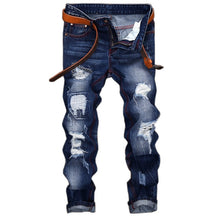 Load image into Gallery viewer, New Brand Mens Snow Designer Fashion Slim Skinny Moto Biker Casual Jeans Straight Motorcycle Jeans Men Destroyed Denim Trousers
