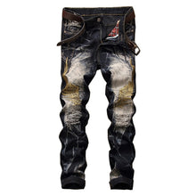 Load image into Gallery viewer, New Brand Mens Snow Designer Fashion Slim Skinny Moto Biker Casual Jeans Straight Motorcycle Jeans Men Destroyed Denim Trousers