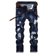 Load image into Gallery viewer, New Brand Mens Snow Designer Fashion Slim Skinny Moto Biker Casual Jeans Straight Motorcycle Jeans Men Destroyed Denim Trousers