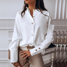 Load image into Gallery viewer, Elegant White Blouse Shirt Women's Long Sleeve Buttton Fashion Woman Blouses 2020 Womens Tops and Blouses Solid Spring Tops
