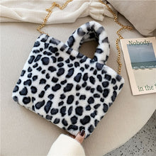 Load image into Gallery viewer, Winter new fashion shoulder bag female leopard female bag chain large plush winter handbag Messenger bag soft warm fur bag