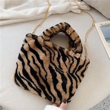 Load image into Gallery viewer, Winter new fashion shoulder bag female leopard female bag chain large plush winter handbag Messenger bag soft warm fur bag