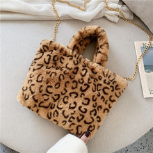 Load image into Gallery viewer, Winter new fashion shoulder bag female leopard female bag chain large plush winter handbag Messenger bag soft warm fur bag