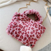 Load image into Gallery viewer, Winter new fashion shoulder bag female leopard female bag chain large plush winter handbag Messenger bag soft warm fur bag