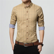 Load image into Gallery viewer, ERIDANUS 2017 Men's Plaid Cotton Dress Shirts Male High Quality Long Sleeve Slim Fit Business Casual Shirt Plus Size 5XL M433