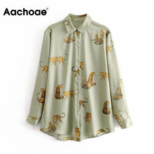 Load image into Gallery viewer, Aachoae Leopard Stylish Shirt Women Turn Down Collar Office Fashion Female Blouse Long Sleeve Plus Size Lady Tops Blusa Feminina