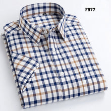 Load image into Gallery viewer, MACROSEA Summer Short Sleeve Plaid Shirts Fashion Men Business Formal Casual Shirts 100% Cotton Slim Fit Shirts Plus Size S-8XL