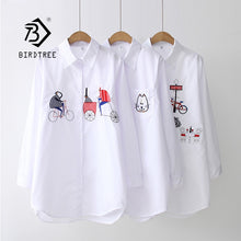 Load image into Gallery viewer, 2019 NEW White Shirt Casual Wear Button Up Turn Down Collar Long Sleeve Cotton Blouse Embroidery Feminina HOT Sale T8D427M