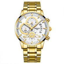 Load image into Gallery viewer, NIBOSI Golden Watch Dropshipping Luxury Brand Men's Watches Stainless Steel Chronograph Auto Date Business Quartz Wristwatch