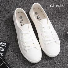 Load image into Gallery viewer, 2020 new spring tenis feminino lace-up white shoes woman PU Leather solid color female shoes casual women shoes sneakers