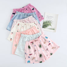 Load image into Gallery viewer, Summer Women Sleep Shorts Cotton Gauze Pajamas Pants Printing Sleep Bottoms Sleep Wear Sleeping Womens Lounge Wear Sleepwear