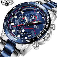Load image into Gallery viewer, Relogio Masculino LIGE Hot Fashion Mens Watches Top Brand Luxury Wrist Watch Quartz Clock Blue Watch Men Waterproof Chronograph
