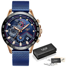 Load image into Gallery viewer, Relogio Masculino LIGE Hot Fashion Mens Watches Top Brand Luxury Wrist Watch Quartz Clock Blue Watch Men Waterproof Chronograph