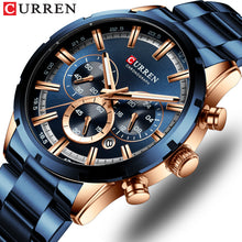 Load image into Gallery viewer, CURREN New Fashion Mens Watches with Stainless Steel Top Brand Luxury Sports Chronograph Quartz Watch Men Relogio Masculino