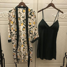 Load image into Gallery viewer, QWEEK Silk Pajamas for Women Floral Womens Pajama Set Summer 2019 Pyjamas Women Satin Sleepwear V-Neck Pijama Mujer 2 Piece Sets