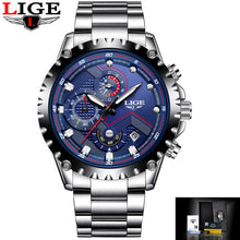 Load image into Gallery viewer, LIGE Top Brand Luxury Mens Fashion Watch Men Sport Waterproof Quartz Watches Men All Steel Army Military Watch Relogio Masculino
