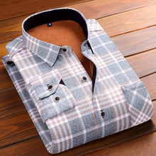 Load image into Gallery viewer, Aoliwen Winter warm shirt plus velvet thickening fashion print plaid shirt long sleeve men's brand shirt dress shirt sizeL-5XL