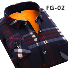 Load image into Gallery viewer, Aoliwen Winter warm shirt plus velvet thickening fashion print plaid shirt long sleeve men's brand shirt dress shirt sizeL-5XL