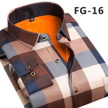 Load image into Gallery viewer, Aoliwen Winter warm shirt plus velvet thickening fashion print plaid shirt long sleeve men's brand shirt dress shirt sizeL-5XL