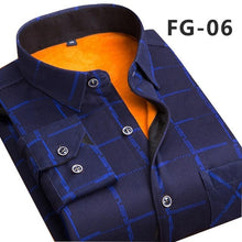 Load image into Gallery viewer, Aoliwen Winter warm shirt plus velvet thickening fashion print plaid shirt long sleeve men's brand shirt dress shirt sizeL-5XL