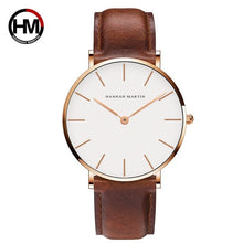 Load image into Gallery viewer, Dropshipping Hoge Kwaliteit Rose Gold Dial Horloge Mannen Lederen Waterdichte Horloge Vrouwen Jurk Mode Japan Quartz Saat