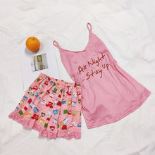 Load image into Gallery viewer, FallSweet Summer Print Pajama Sets for Women Cotton Sleepwear Girls Sleeveless Sexy Lingerie Two Piece Set