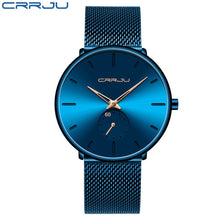 Load image into Gallery viewer, CRRJU Mode Herren Uhren Top Brand Luxus Quarzuhr Männer Beiläufige Dünne Mesh Stahl Wasserdichte Sport Uhr Relogio Masculino