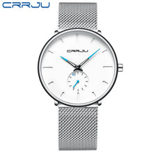 Load image into Gallery viewer, CRRJU Mode Herren Uhren Top Brand Luxus Quarzuhr Männer Beiläufige Dünne Mesh Stahl Wasserdichte Sport Uhr Relogio Masculino