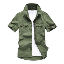 Load image into Gallery viewer, Casual Shirt Men Summer 100% Cotton Breathable Mens Shirts Military Army Solid Short Sleeve Cargo Chemise Homme Plus Size M-4XL