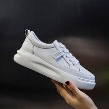 Load image into Gallery viewer, SWYIVY Genuine Leather Casual Shoes Women Sneakers 2019 Autumn Light White Sneakers Platform Med Heel Ladies Shoe Comfortable 40