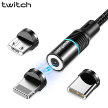 Load image into Gallery viewer, Twitch T01 Magnetische Micro USB Typ C Kabel Für iPhone Xiaomi Handy Schnelle Lade USB Kabel Magnetische Ladegerät Draht schnur