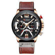 Load image into Gallery viewer, New CURREN Top Brand Men Casual Wristwatch Mens Sport Waterproof Quartz Watch Fashion Military Leather Chronograph Montre Homme
