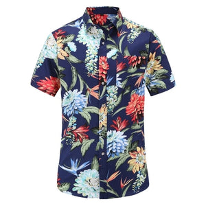 Dioufond Men's Casual Short Sleeve Summer Hawaiian Aloha Shirt Men Button Down Floral Pineapple Print Shirts 2018 New S-3XL