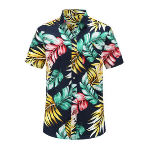 Dioufond Men's Casual Short Sleeve Summer Hawaiian Aloha Shirt Men Button Down Floral Pineapple Print Shirts 2018 New S-3XL