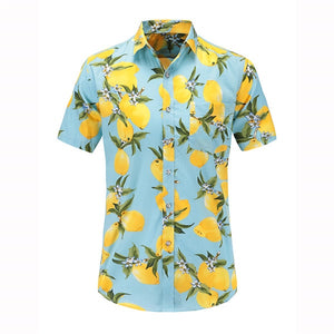 Dioufond Men's Casual Short Sleeve Summer Hawaiian Aloha Shirt Men Button Down Floral Pineapple Print Shirts 2018 New S-3XL