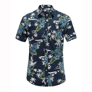 Dioufond Men's Casual Short Sleeve Summer Hawaiian Aloha Shirt Men Button Down Floral Pineapple Print Shirts 2018 New S-3XL