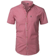 Load image into Gallery viewer, Small Plaid Shirt Men Summer New Short Sleeve Cotton Mens Dress Shirts Casual Button Down Chemise Homme Camisa Masculina XXXL

