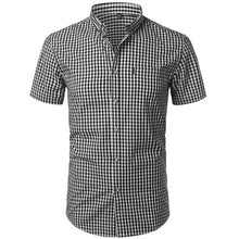 Load image into Gallery viewer, Small Plaid Shirt Men Summer New Short Sleeve Cotton Mens Dress Shirts Casual Button Down Chemise Homme Camisa Masculina XXXL
