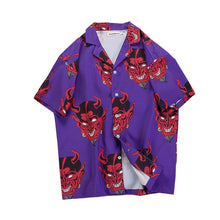 Load image into Gallery viewer, Devil Full Printing Turn-down Collar Casual Shirts Men 2018 Summer High Street Men&#39;s Shirts Pink /Purple
