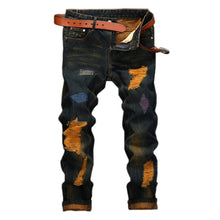Load image into Gallery viewer, New Brand Mens Snow Designer Fashion Slim Skinny Moto Biker Casual Jeans Straight Motorcycle Jeans Men Destroyed Denim Trousers
