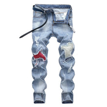 Load image into Gallery viewer, New Brand Mens Snow Designer Fashion Slim Skinny Moto Biker Casual Jeans Straight Motorcycle Jeans Men Destroyed Denim Trousers

