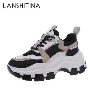 2020 Winter Platform Sneakers Women Spring 8CM Thick Bottom Dad Shoes Height Increased Casual Shoes Breathing Warm Leisure Shoes