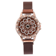 Load image into Gallery viewer, Women Watch Mesh Magnet 360 Degree Rotating Dial Ladies Watch Luxury Fashion Diamond Quartz Watch for Women Clock Relogio Femino

