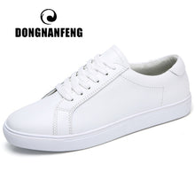 Load image into Gallery viewer, DONGNANFENG Women Female Ladies Girl Student Genuine Leather White Shoes Flats Lace Up Soft Vulcanized Shoes Korean 35-40 MF-863
