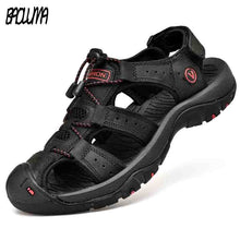 Load image into Gallery viewer, Classic Men&#39;s Sandals Summer Soft Sandals Comfortable Men Shoes Genuine Leather Sandals Big Size Soft Outdoor Men Roman Sandals

