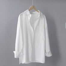 Load image into Gallery viewer, Lizkova 100% Cotton White Blouse Women Long Sleeve Oversized Shirt 2020 Spring Japenese Lapel Ladies Casual Tops 8887
