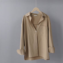 Load image into Gallery viewer, Lizkova 100% Cotton White Blouse Women Long Sleeve Oversized Shirt 2020 Spring Japenese Lapel Ladies Casual Tops 8887
