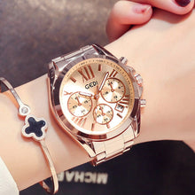 Load image into Gallery viewer, Luxury Rose Gold Women Casual Watch Waterproof Calendar Unique Quartz Business Dress Watches for Female Golden Lady Clock
